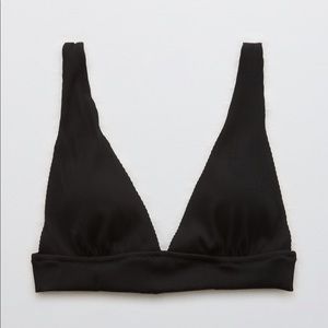 Aerie black ribbed bikini top